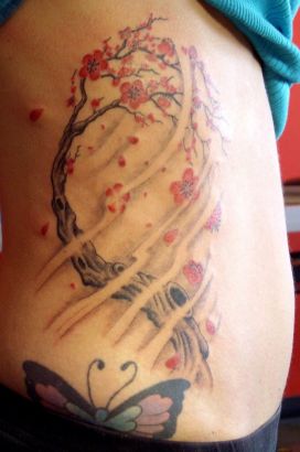 Cherry Blossom Tree And Butterfly Tattoo Pic